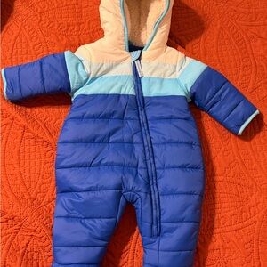 Cat & Jack Blue and White Kids One Piece Snowsuit